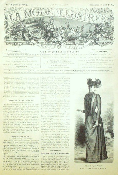 Journal Mode illustrée 1890 # 31 Toilette de voyage