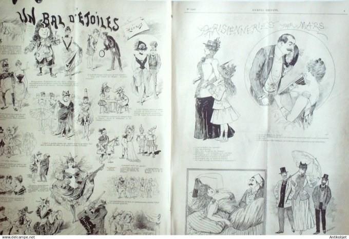 Le Journal Amusant 1891 n°1808 Parisienneries bal d' étoiles Propos & croquis parisiens