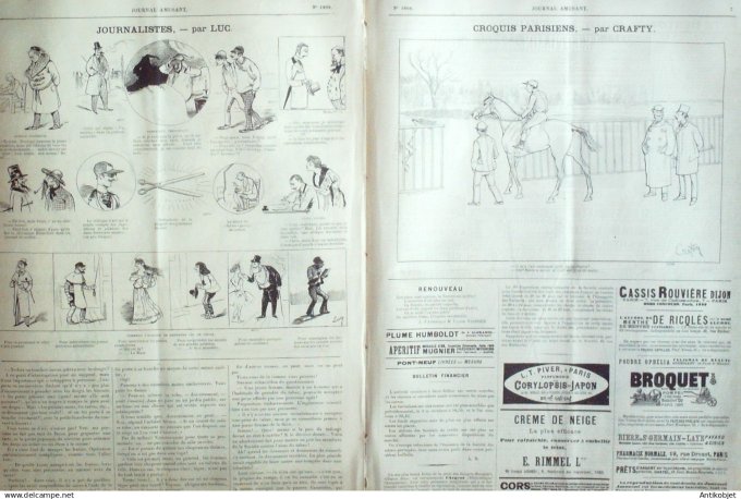 Le Journal Amusant 1891 n°1808 Parisienneries bal d' étoiles Propos & croquis parisiens