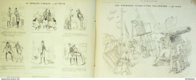 La Caricature 1886 n°319 Naivetés Caran d'Ache Gondinet par Luqueau boulevard Tiret-Bognet