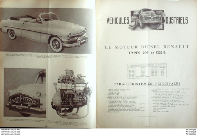 Revue Technique Automobile Renault 505 CADILLAC 49-50 1951