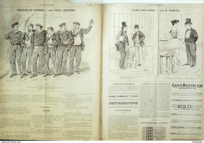 Le Journal Amusant 1891 n°1835 Les serviteurs flânerie parisienne regrets  éternels France et Russie