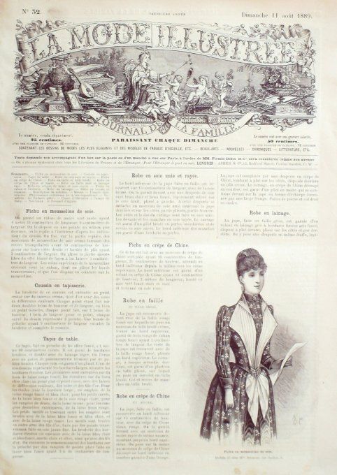 Journal Mode illustrée 1889 # 32 Fichu en mousseline de soie