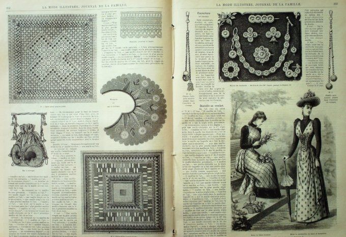 Journal Mode illustrée 1890 # 32 Robes en lainage & dentelle