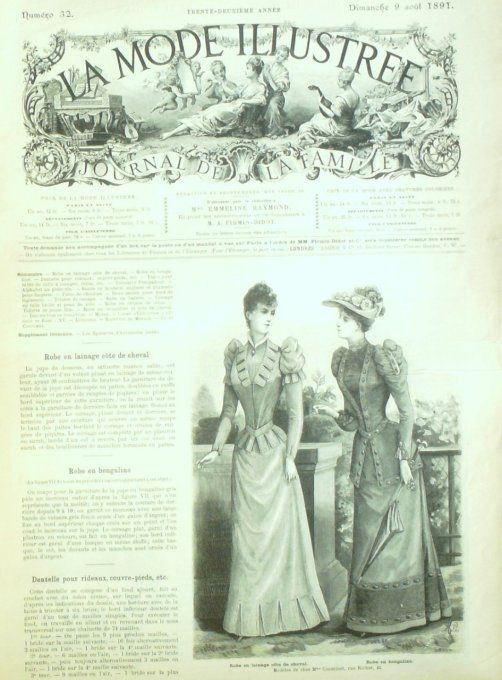 Journal Mode illustrée 1891 # 32 Robes en bengaline & lainage