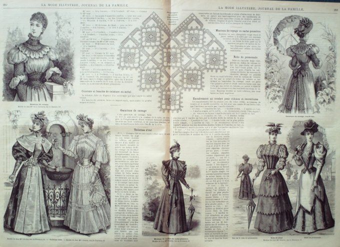 Journal Mode illustrée 1893 # 32 Echarpe ,au crochet