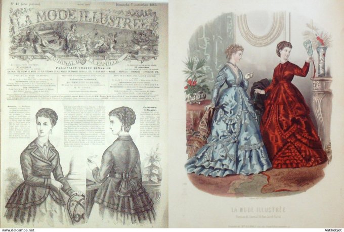 La Mode illustrée journal + gravure associée 1869 # 45