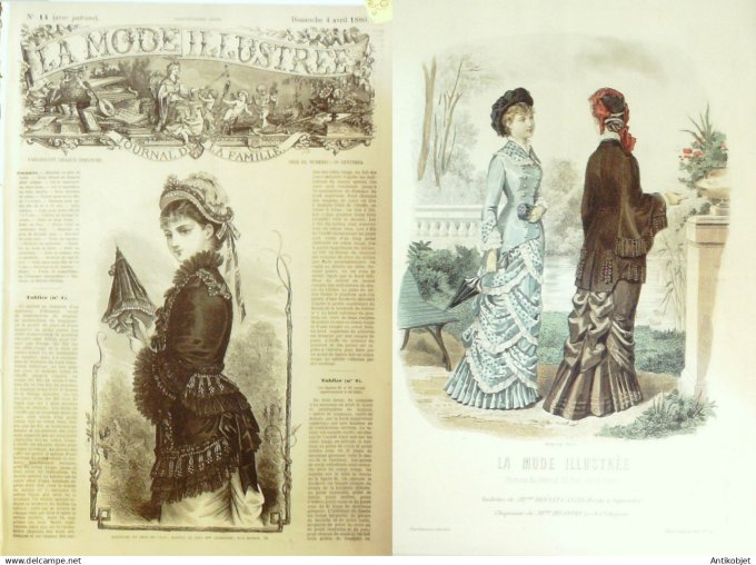 La Mode illustrée journal + gravure associée 1880 #  14