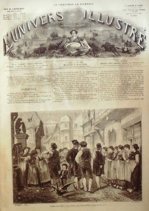 L'Univers illustré 1864 n° 335 Madagascar Tamatave Pierrefonds (60) Bouxwiller Foire aux servantes 