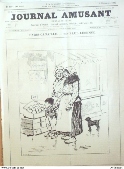 Le Journal Amusant 1890 n°1784 Paris-Canaille le¨à§on de Pantomine les chiens nos cochers