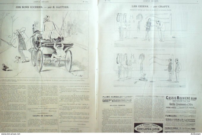 Le Journal Amusant 1890 n°1784 Paris-Canaille le¨à§on de Pantomine les chiens nos cochers