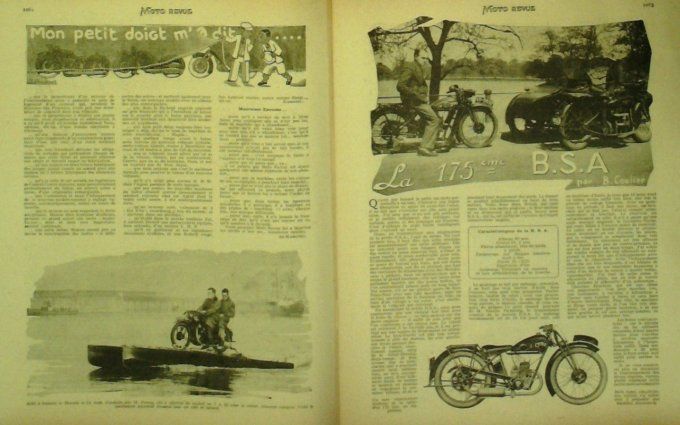 Moto Revue 1929 n° 338 B.S.A.175cmc AJW chassis GP Suisse Bruxelles records