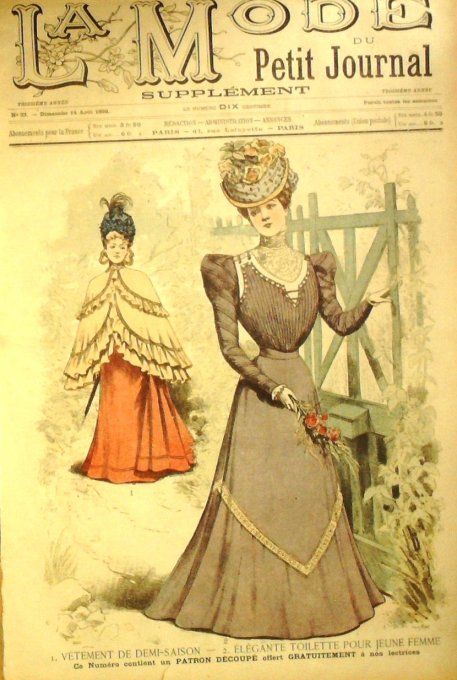 La Mode du Petit journal 1898 n°33 Costumes en drap & Taffetas