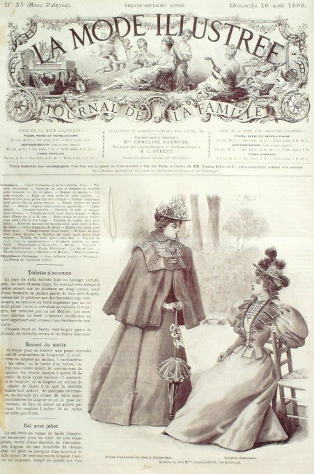 Journal Mode illustrée 1896 # 33  Collet et Toilette d'automne 