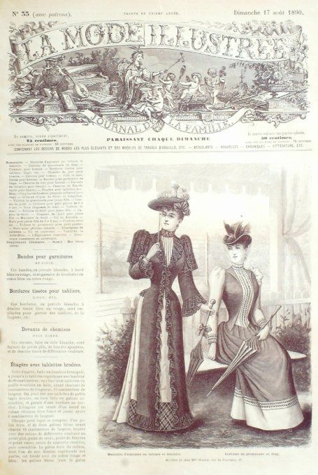 Journal Mode illustrée 1890 # 33 Mantelet & costume de promenade