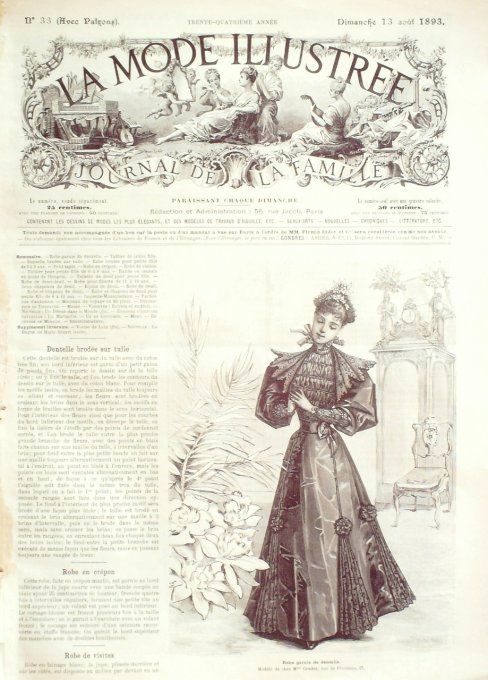 Journal Mode illustrée 1893 # 33 Robe en dentelle