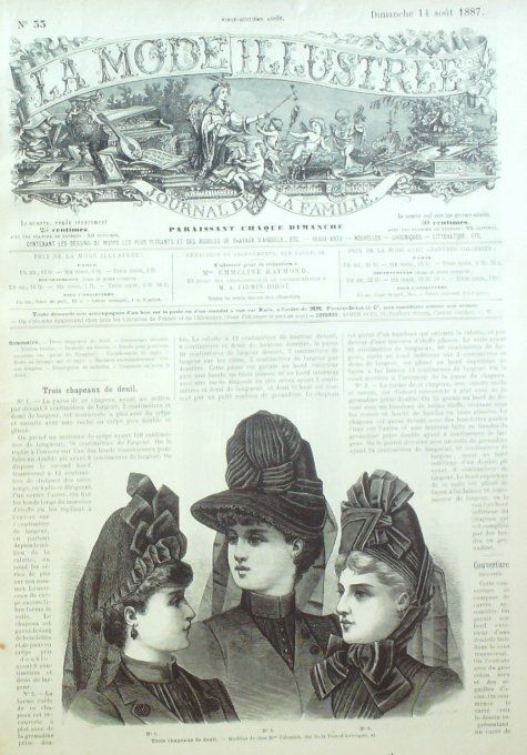 Journal Mode illustrée 1887 # 33 Chapeaux de deuil