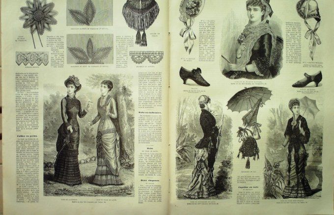 Journal Mode illustrée 1880 # 33 Chapeau de voyage & jardin