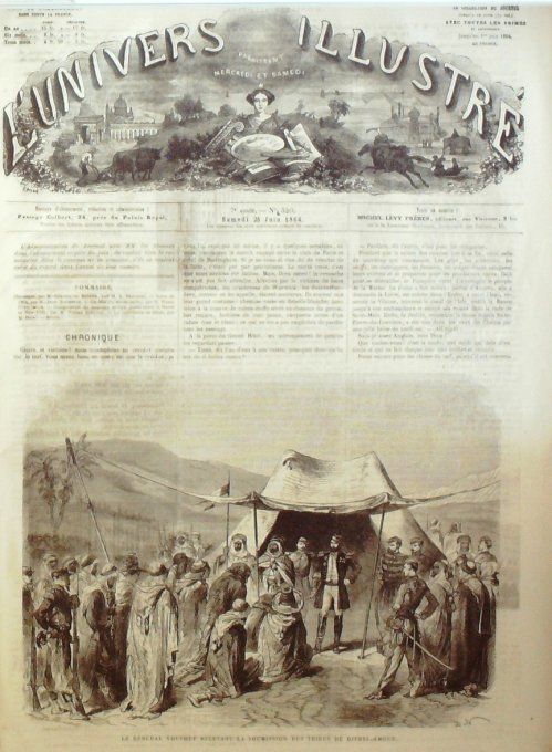 L'Univers illustré 1864 # 340 Algérie tribu Djebel-Amour Italie MilanRussie Souveraions