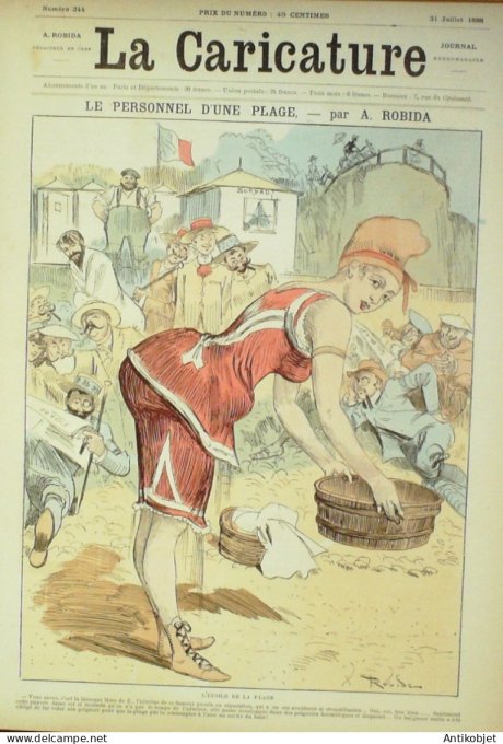 La Caricature 1886 n°344 Personnel de plage Robida Draner Sorel Trock