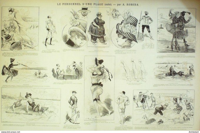 La Caricature 1886 n°344 Personnel de plage Robida Draner Sorel Trock