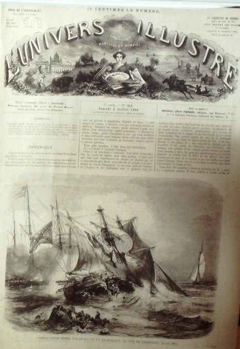 L'Univers illustré 1864 # 342 Cherbourg (50)  Chili Valparaiso Santiago Eliezer messager Abraham