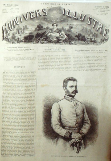 L'Univers illustré 1864 # 345 Russie Prince Wurtemberg Allemagne Stralsund Mexique    