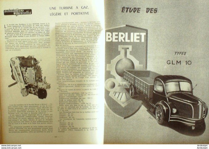 Revue Technique Automobile Camion Berliet type Glm 10 direction Ross P720 97#1954