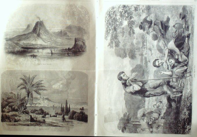 L'Univers illustré 1864 # 346 Italie Naples Mont Vésuve Théâtre Esther 