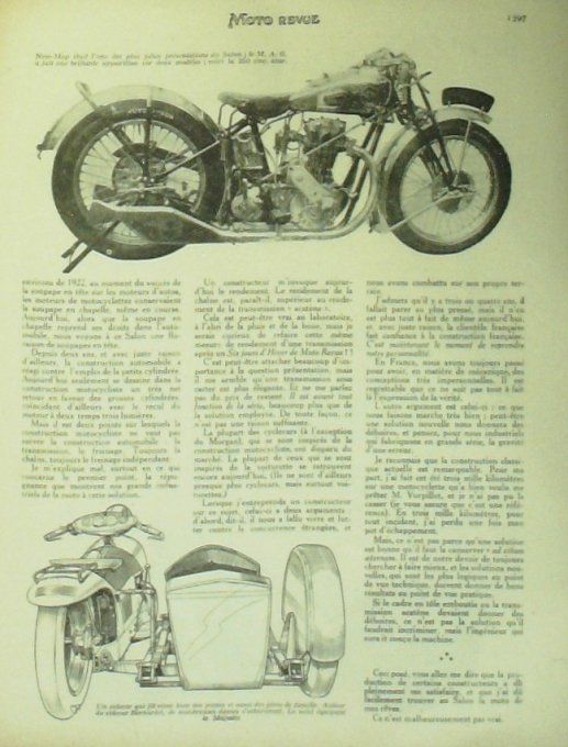 Moto Revue 1929 n° 348 Terrot & Monet Goyon 350cm sidecar moto sacoche Bernardet