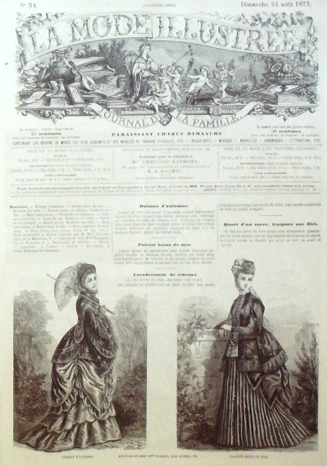 Journal Mode illustrée 1873 # 34 Dolman d'automne & paletot