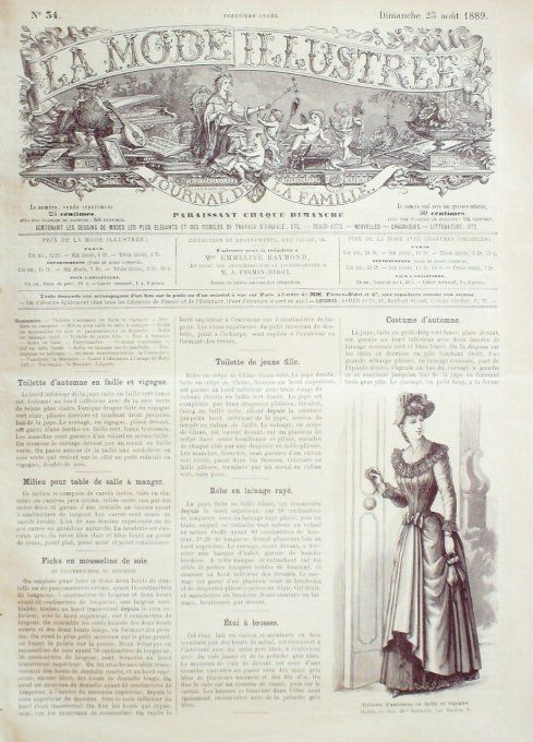 Journal Mode illustrée 1889 # 34 Toilette d'automne en faille