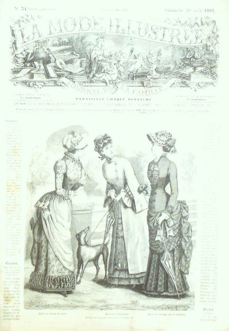 Journal Mode illustrée 1882 # 34 Robes en damas & lainage