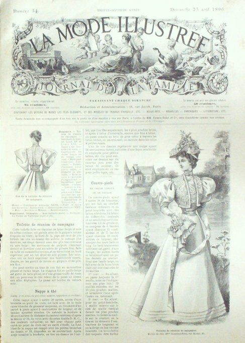 Journal Mode illustrée 1896 # 34 Toilette de réunion de campagne