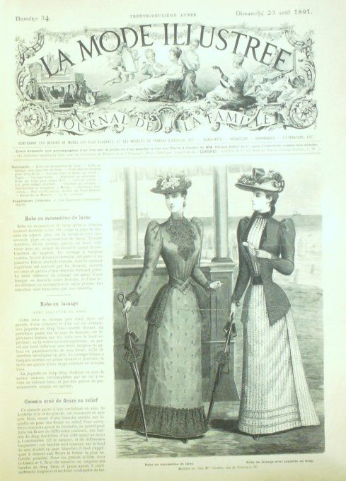 Journal Mode illustrée 1891 # 34 Robes mousseline & lainage