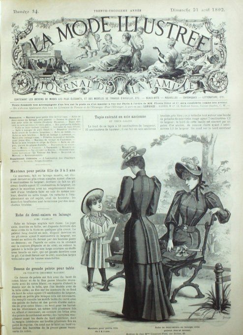 Journal Mode illustrée 1892 # 34 Manteau & robe demi saison