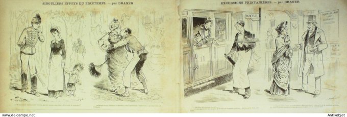 La Caricature 1881 n°  68 Longchamps jadis Robida Barret Gino Draner