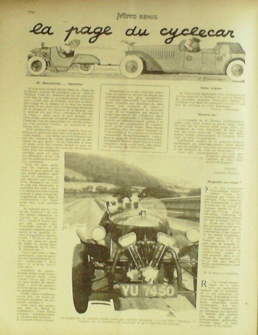 Moto Revue 1929 n° 352 Trimonet Monet & Goyon, compresseur Bmw Olympia Show