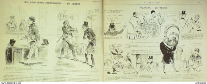 La Caricature 1884 n°229 Salon comique Robida Duel Job coquilles Trock Draner