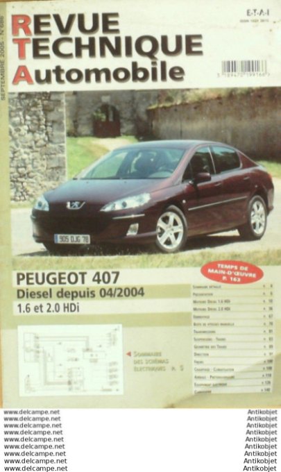 Revue Technique Automobile Peugeot 407 04/2004  #686