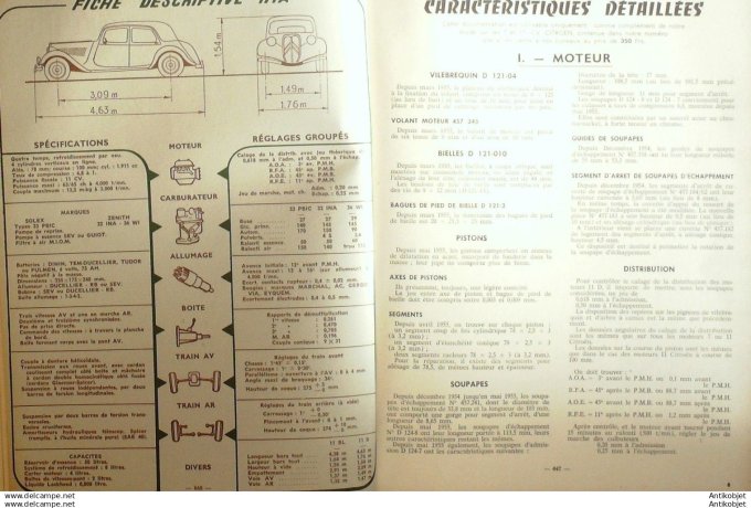 Revue Technique Automobile Citroën 11D Simca Vedette Abeille et ComÃ¨te 127#1956