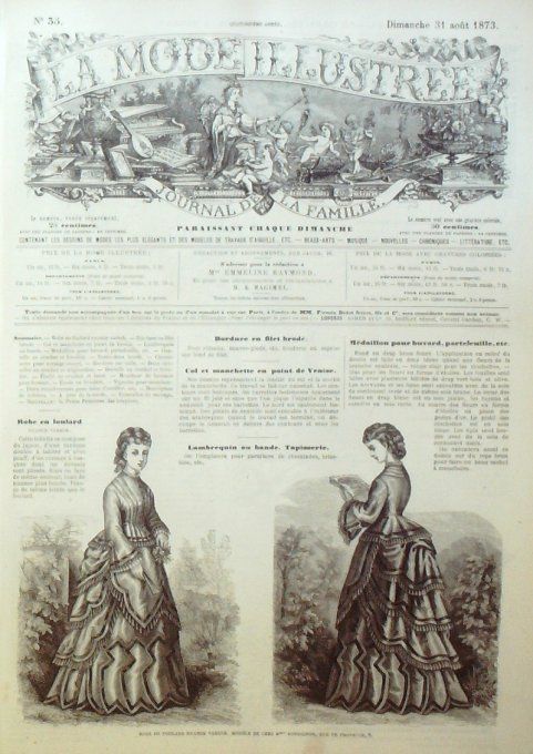 Journal Mode illustrée 1873 # 35 Robe en foulard nuance varech