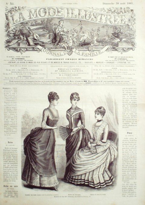 Journal Mode illustrée 1885 # 35 Robe lainage & tablier en toile