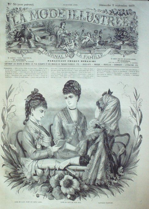 Journal Mode illustrée 1877 # 35 Robes en reps & capuchon égyptien