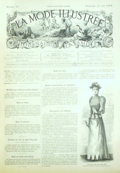 Journal Mode illustrée 1891 # 35 Toilette de ville