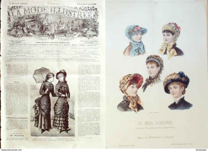 La Mode illustrée journal + gravure associée 1882 # 14