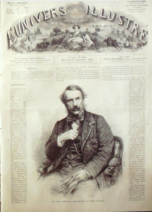 L'Univers illustré 1864 n° 363 John Lawurence Russie Nijni-Novogorod Facteur Inde Bombay Elephanta  