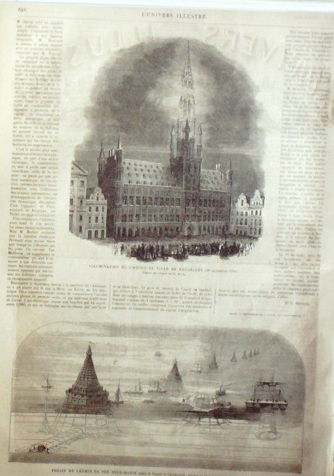 L'Univers illustré 1864 n° 369 Bruxelles Allemagne Munich Rochefort (17) vaisseau L'intrépide