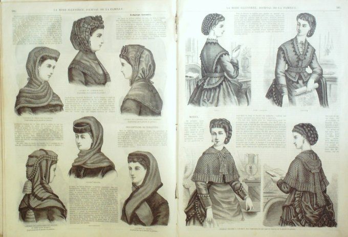 Journal Mode illustrée 1871 # 36 veste cachemire & Pélerine