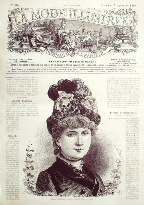 Journal Mode illustrée 1884 # 36 Chapeau d'automne